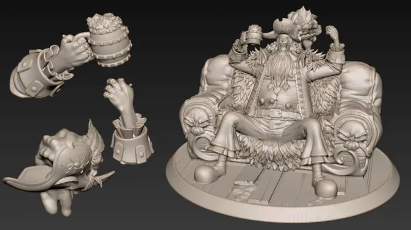 Blackbeard Marshall D Teach met troon - One Piece 3D Printing Model STL