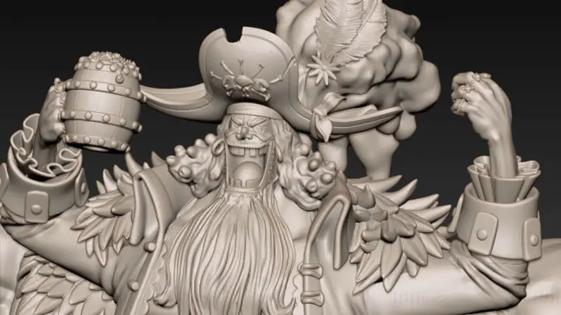 Blackbeard Marshall D Teach met troon - One Piece 3D Printing Model STL