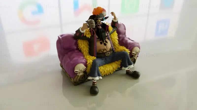 Blackbeard Marshall D Teach met troon - One Piece 3D Printing Model STL