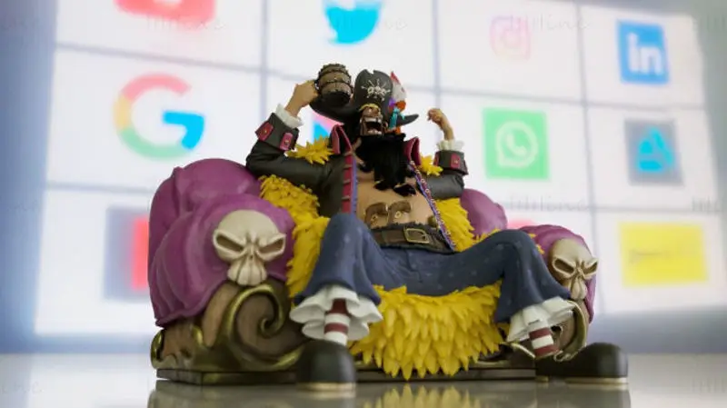 Blackbeard Marshall D Teach met troon - One Piece 3D Printing Model STL