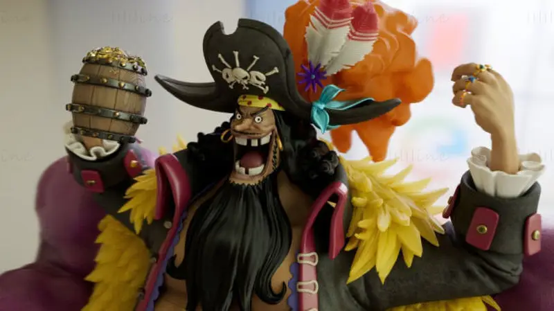 Blackbeard Marshall D Teach met troon - One Piece 3D Printing Model STL