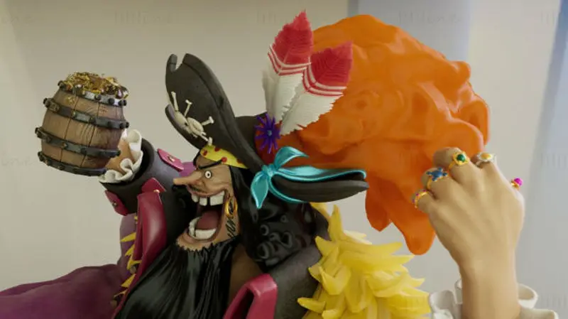 Blackbeard Marshall D Teach met troon - One Piece 3D Printing Model STL