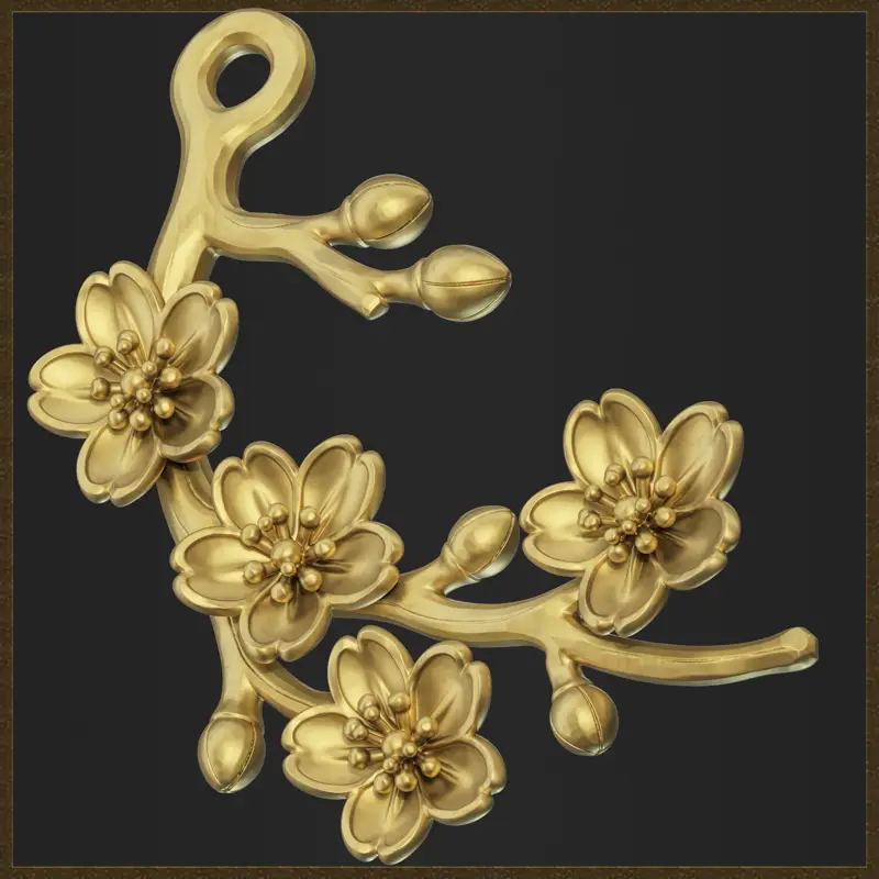 花の枝のジュエリーデザイン3Dプリントモデル