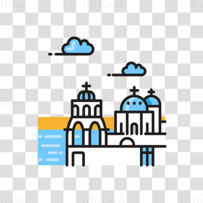 Illustration vectorielle de l'église au dôme bleu
