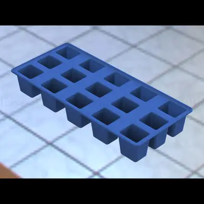 Blauwe plastic ijsblokjesbakje 3D print model STL