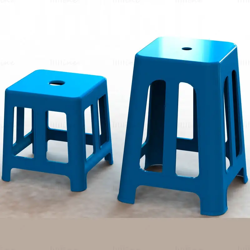 Blue Plastic Stool 3D Printing Model STL
