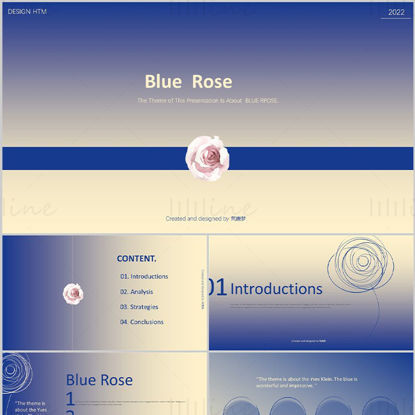 Blue  Rose PowerPoint Template