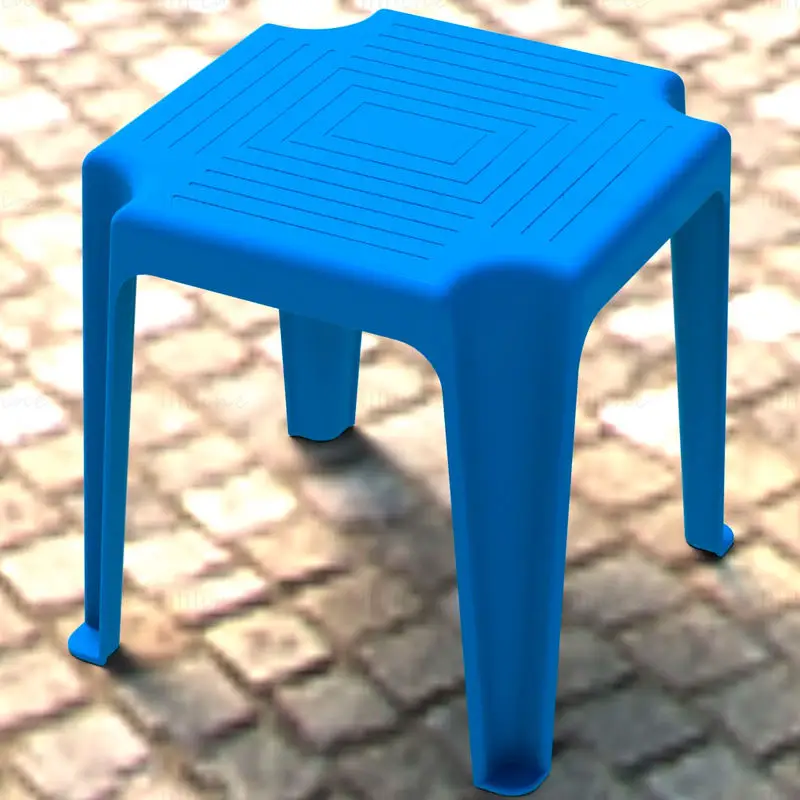 Mesa auxiliar de plástico apilable azul para exteriores, modelo de impresión 3D STL