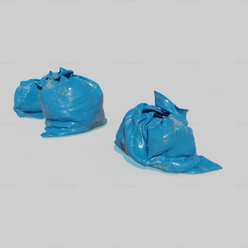 Pack de modèle 3D de sac poubelle bleu