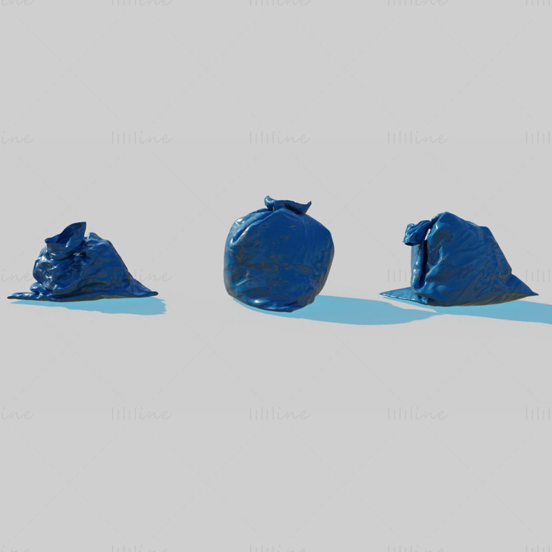 Blue Trash Bag 3D Model Pack