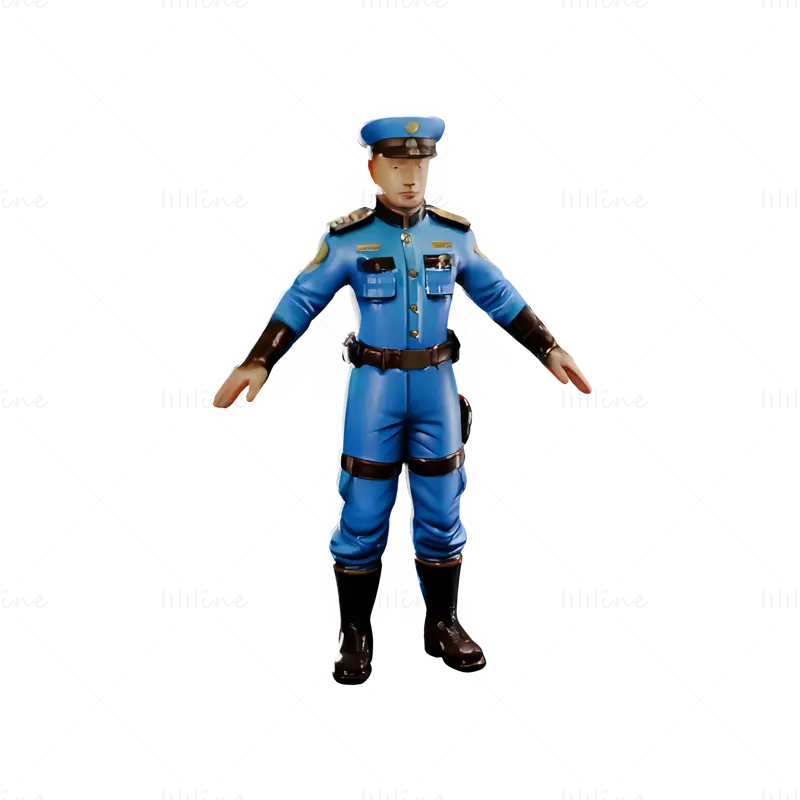 Sammlung 3D-Druckmodelle für Charaktere in blauer Uniform