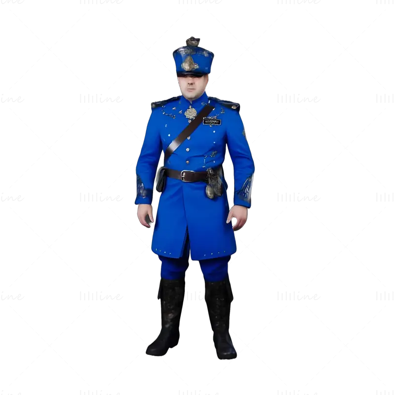 Sammlung 3D-Druckmodelle für Charaktere in blauer Uniform