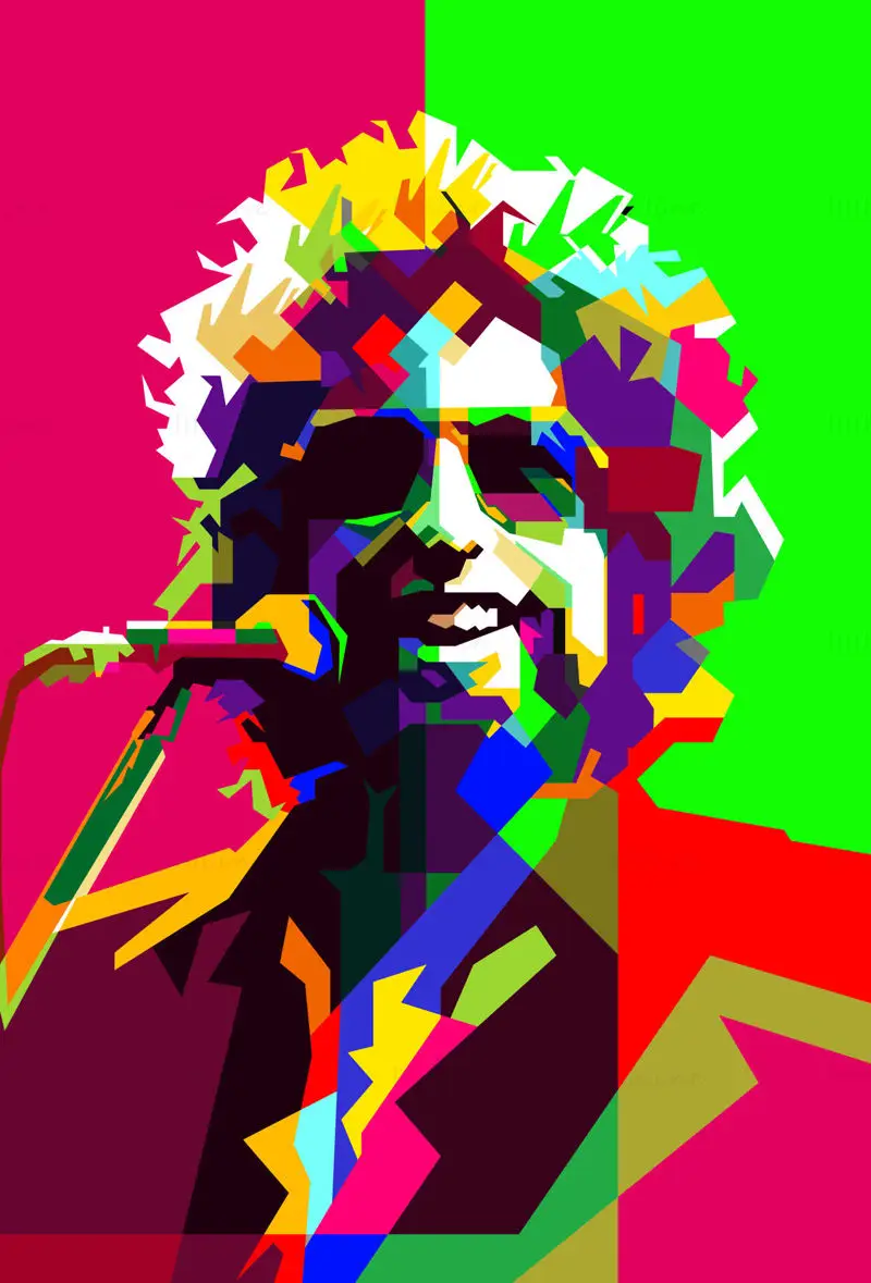 Bob Dylan, cântăreț popular american Pop Art WPAP Vector