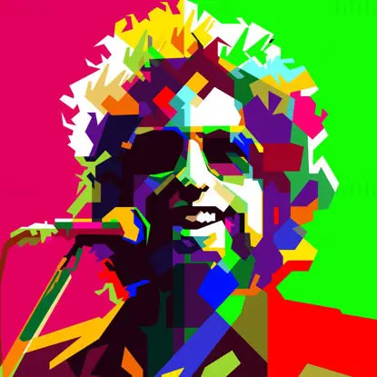 Bob Dylan ABD Halk Şarkıcısı Pop Art WPAP Vektör