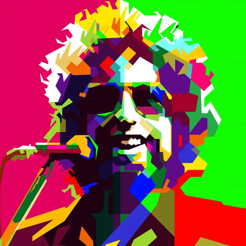 Bob Dylan americký lidový zpěvák pop art WPAP vektor