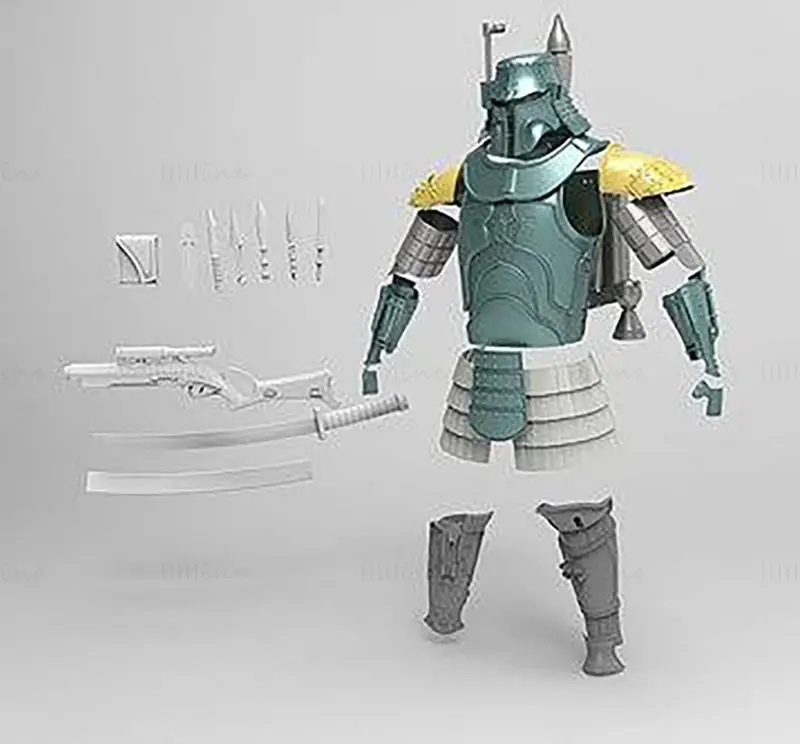 Boba Fett Samurai Cosplay Vollständiges 3D-Druckmodell STL