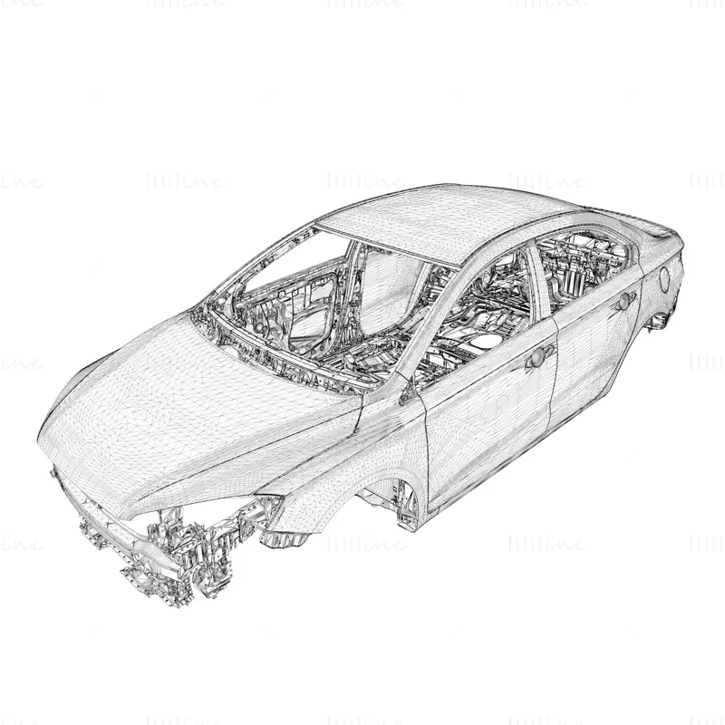 Carrosserie de voiture modèle 3D très détaillé