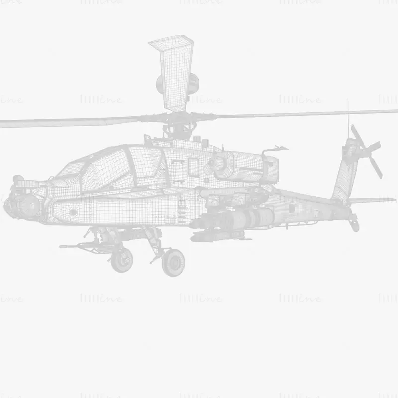 3D модел на атакуващ хеликоптер Boeing AH-64D Longbow Apache