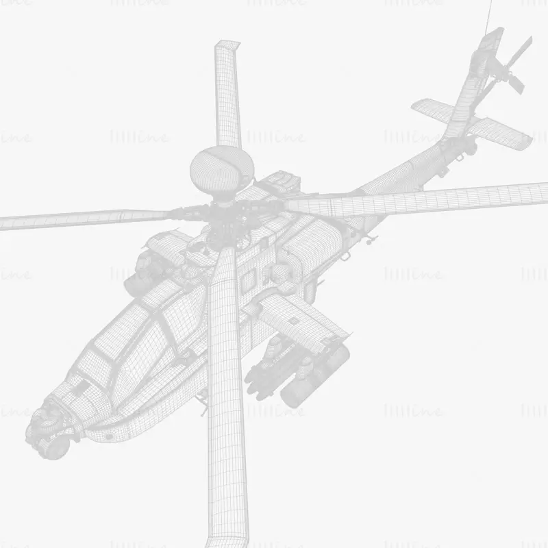 3D модел на атакуващ хеликоптер Boeing AH-64D Longbow Apache