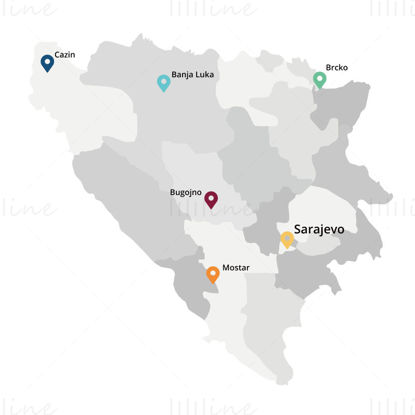 Векторна карта на Босна и Херцеговина