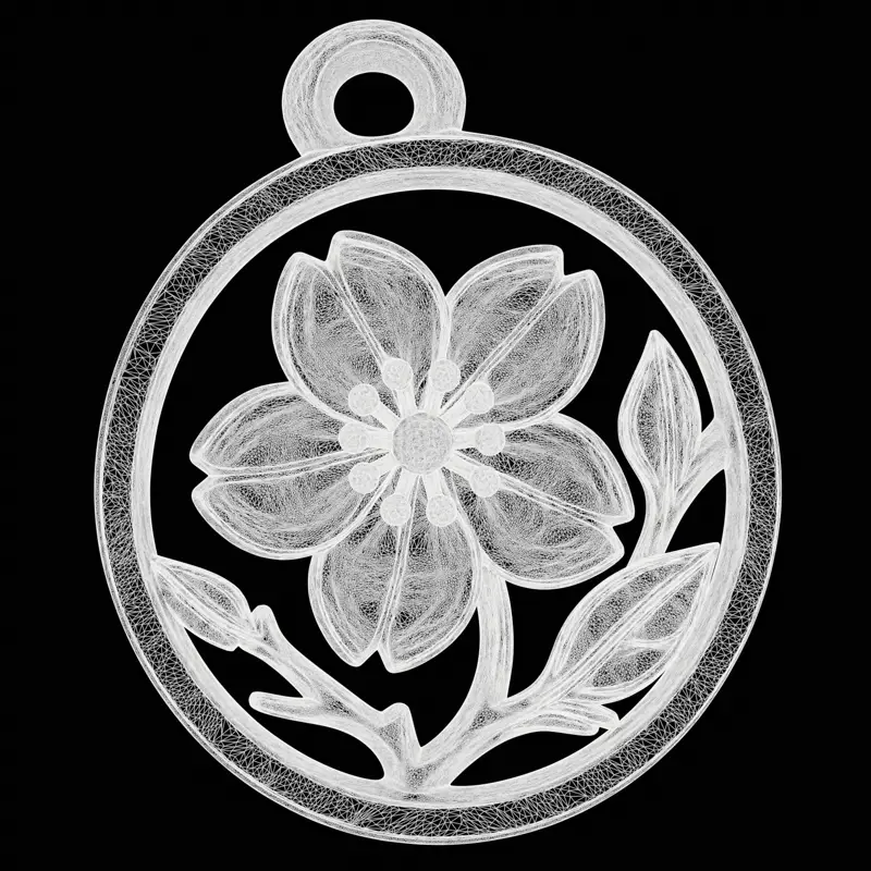 Modello di stampa 3D per gioielli con ciondolo a forma di fiore botanico