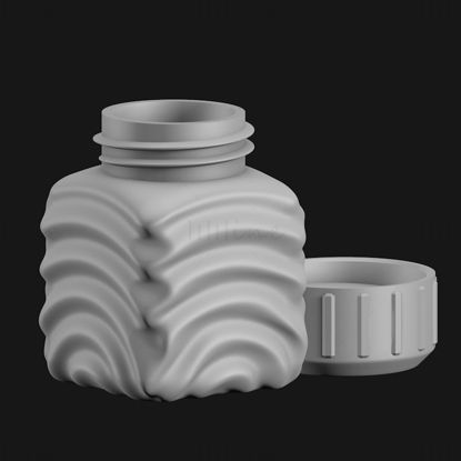 Modelo de impressão 3D de garrafa e tampa de rosca