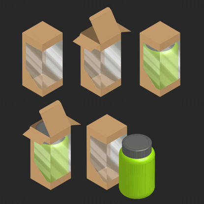 Bottle Carton Box with window dieline vector