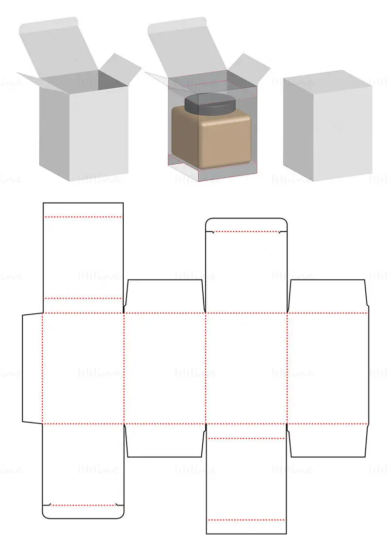 Bottle packaging box dieline vector