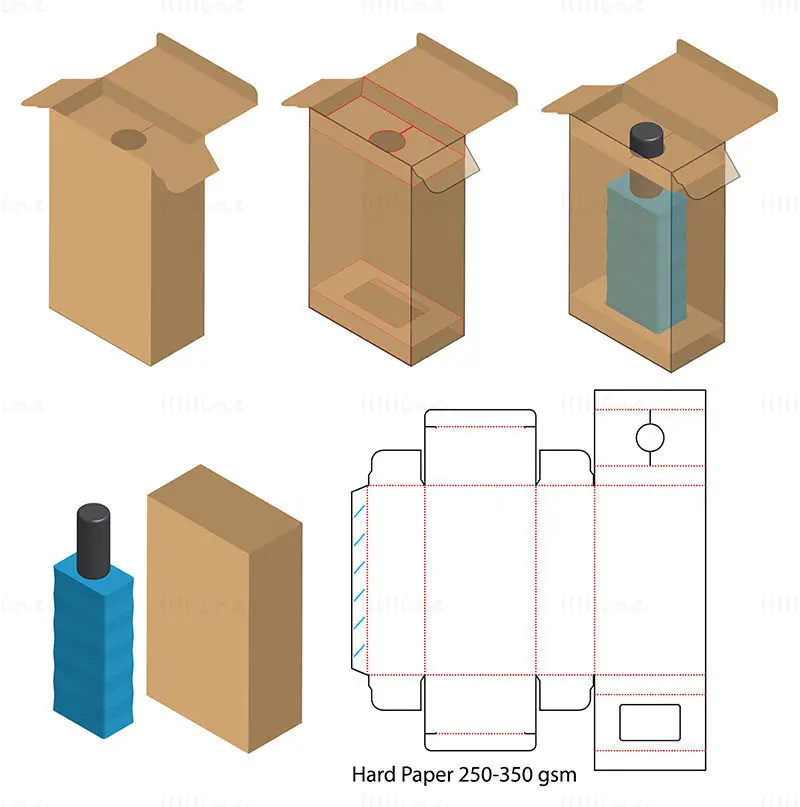 Bottled goods packaging box dieline vector