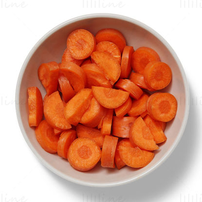 Bowl of sliced carrots png