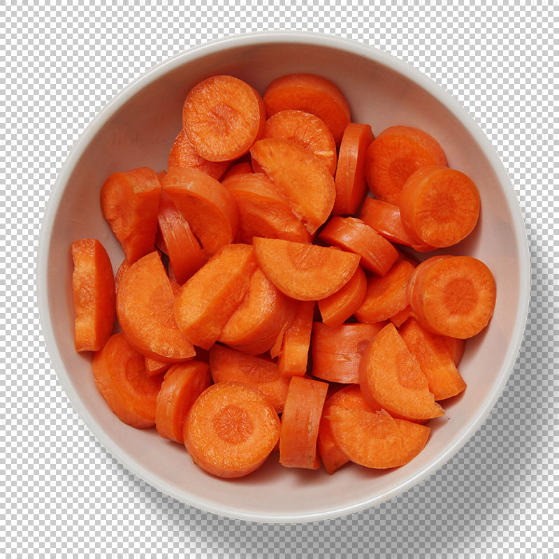 Bowl of sliced carrots png