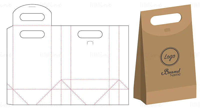 Brand paper bag dieline vector