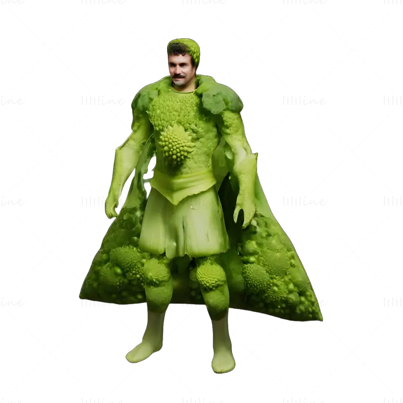 Broccoli Guardian Figurine 3D Print Model Set