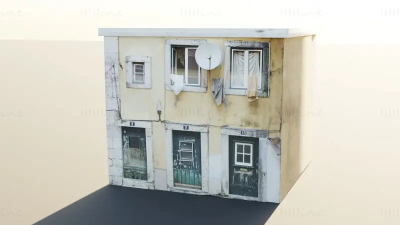 Brown Concrete Building 3D Model