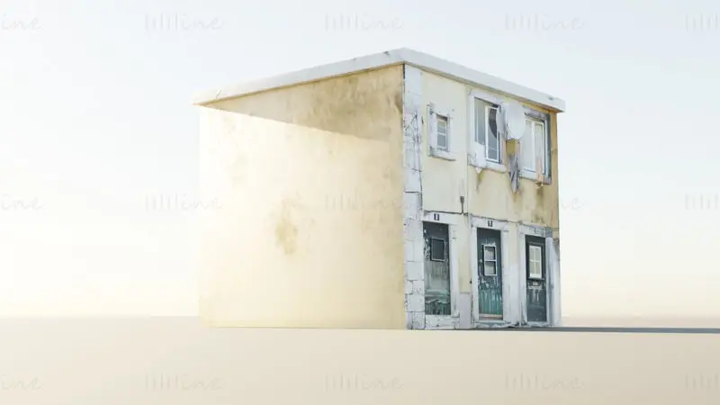 Brown Concrete Building 3D Model