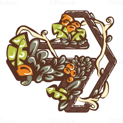 Brown Floral Right Arrow Icon with Vines
