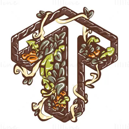 Brown Floral Up Arrow and Upward Icon with Vines