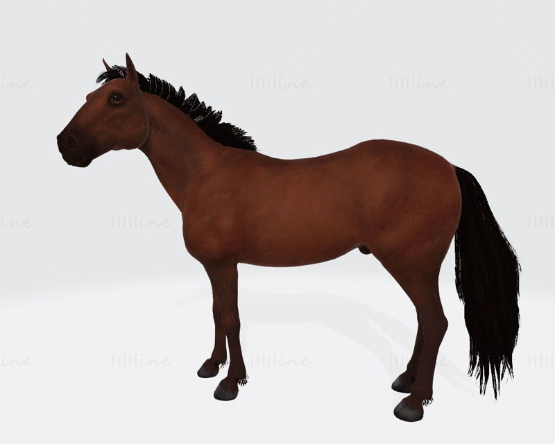 3D-Druckmodell eines braunen Pferdes