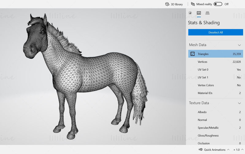 3D-Druckmodell eines braunen Pferdes