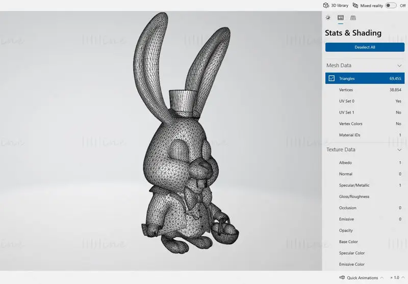 Nyuszi karakter 3D nyomtatási modell