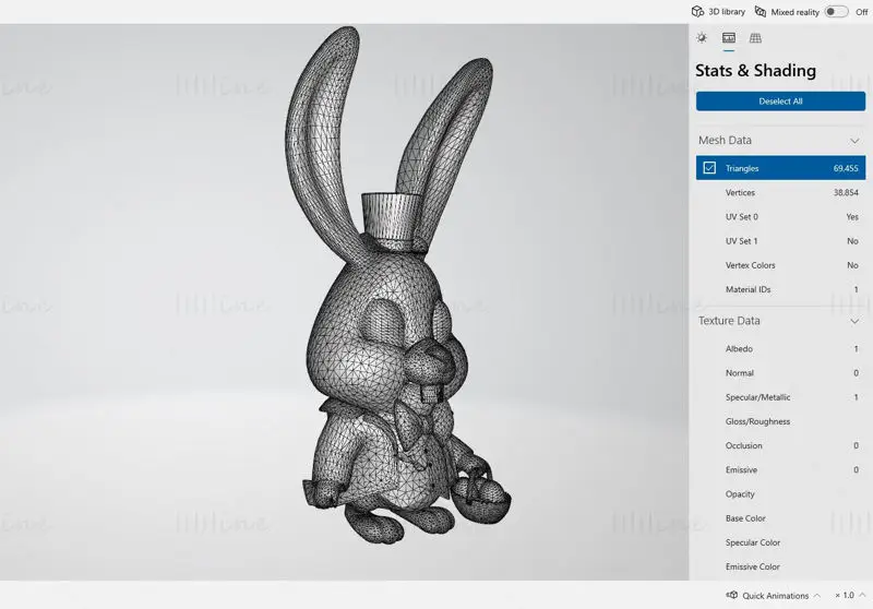 Modèle d'impression 3D du personnage de lapin