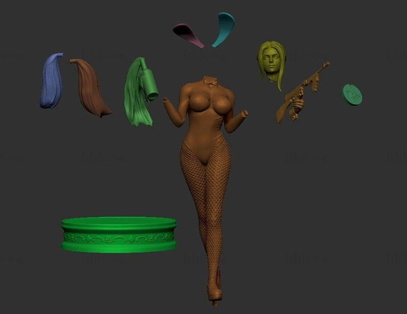 兔女郎小丑女 3D 打印模型 STL