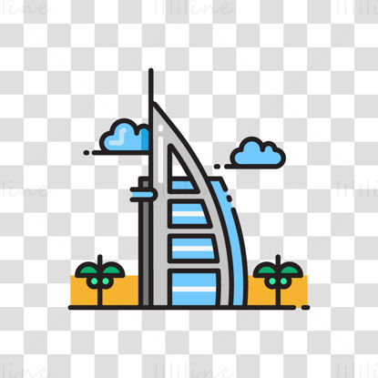Ilustración de vector de hotel Burj Al Arab