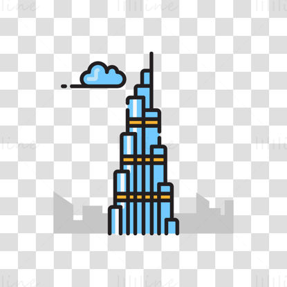 Burj Khalifa tower vector illustration