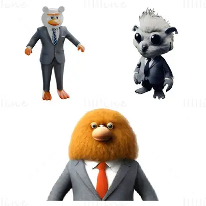 Business Buddies - Ensemble de modèles d'impression 3D de personnages animaux professionnels