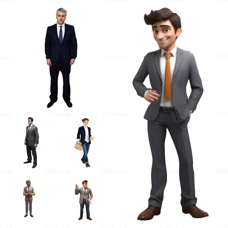 Business Professional Character 3D Print Model Pack