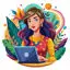 Femme d'affaires avec illustration d'ordinateur portable