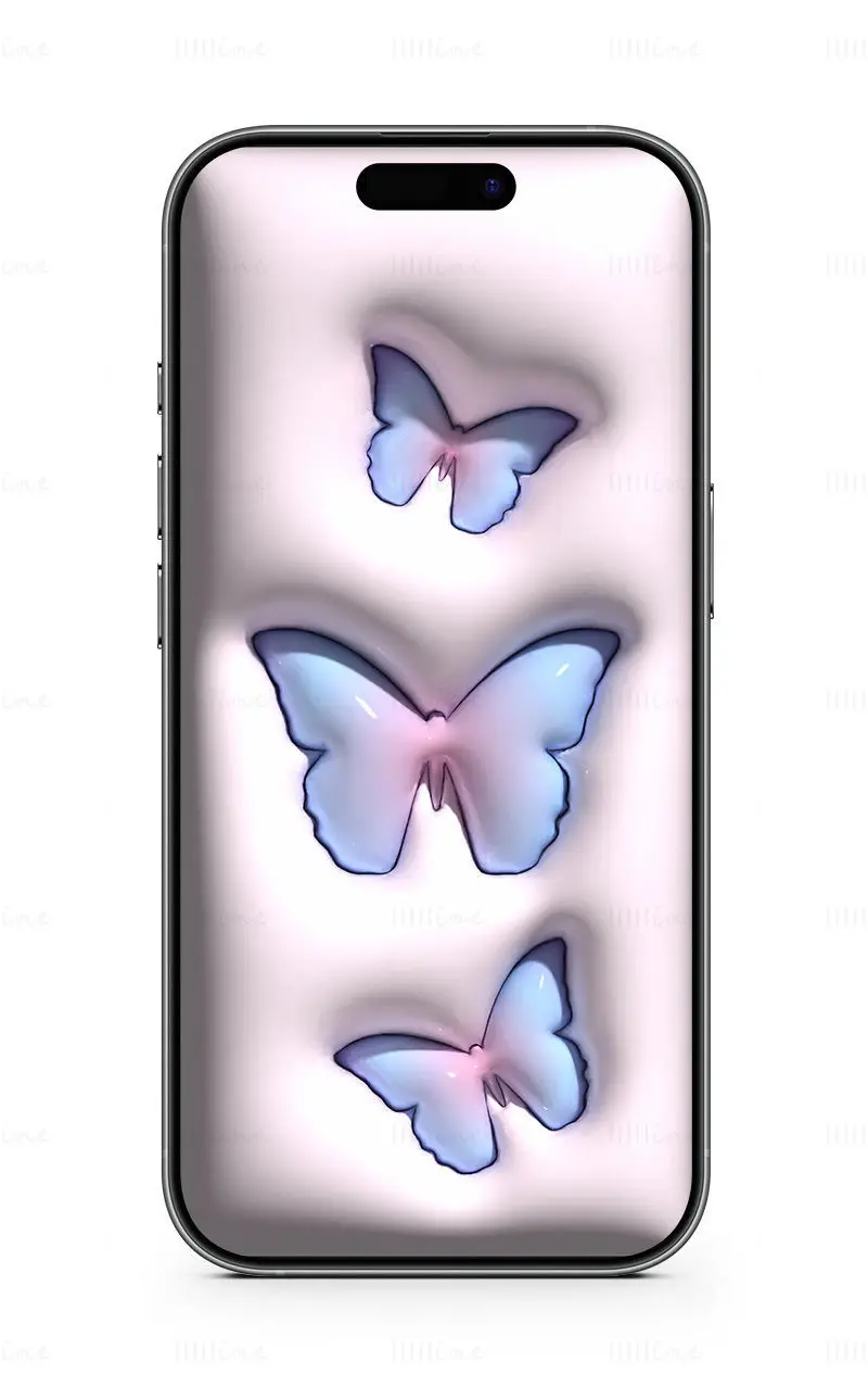 Fond d'écran 3D de téléphone portable avec papillon