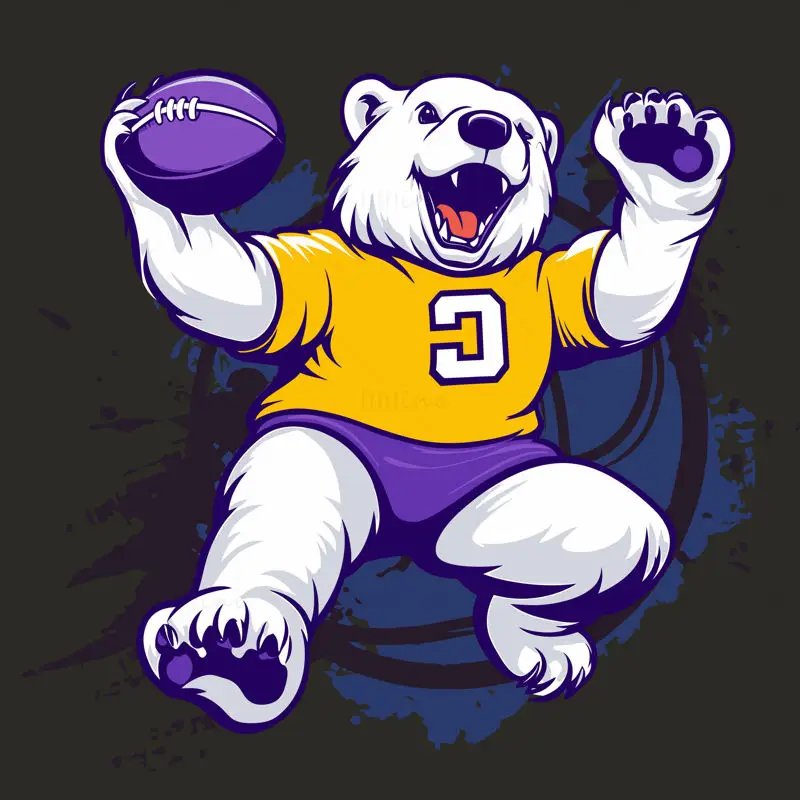 Cartoon polar bear playing rugby C vector illustration