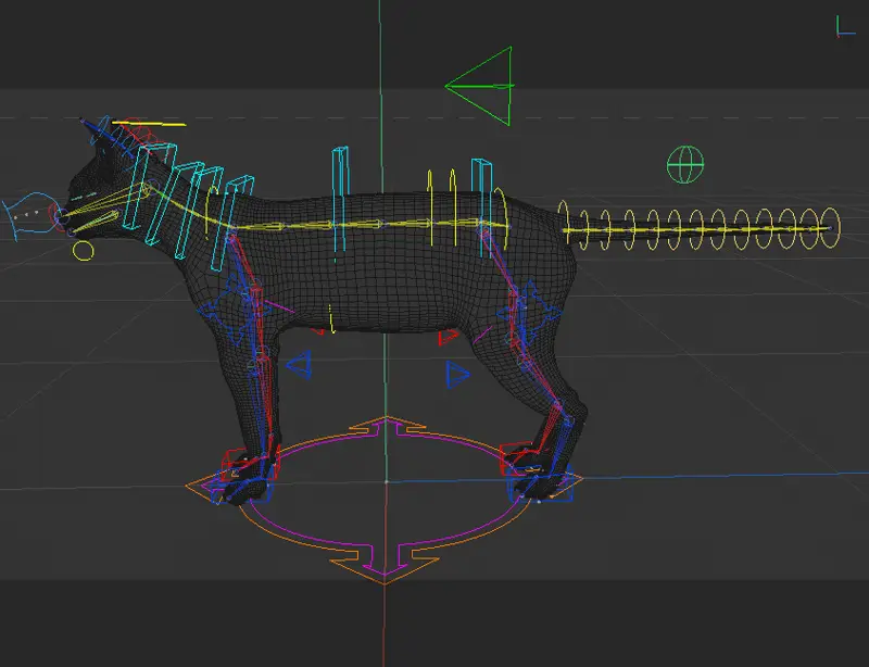 Modelo 3D de gato C4D com encadernação de osso + pelo de animal